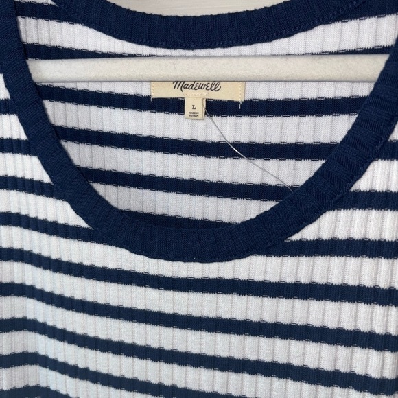 Madewell Ribbed Tank Scoop Neck Midi Dress Stripe Women’s Large New - Picture 3 of 5